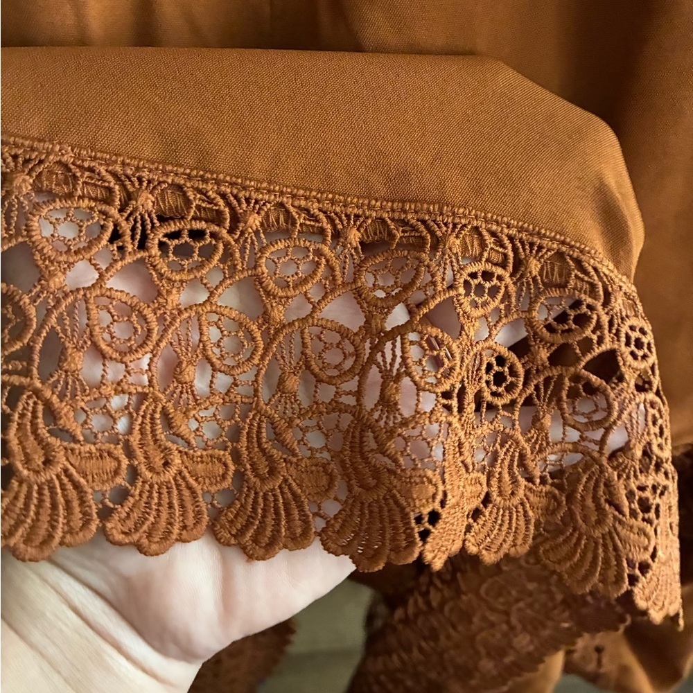🆕Cider Rust Lace Trim Tiered Cami Maxi Dress M🆕 - Picture 11 of 16